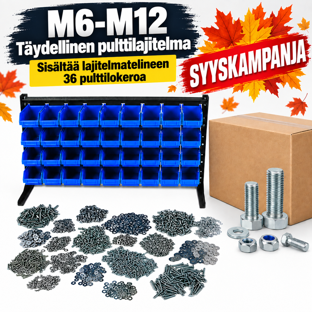 M6–M12-pulttilajitelma 53kg lajitelma! – Syyskampanja!